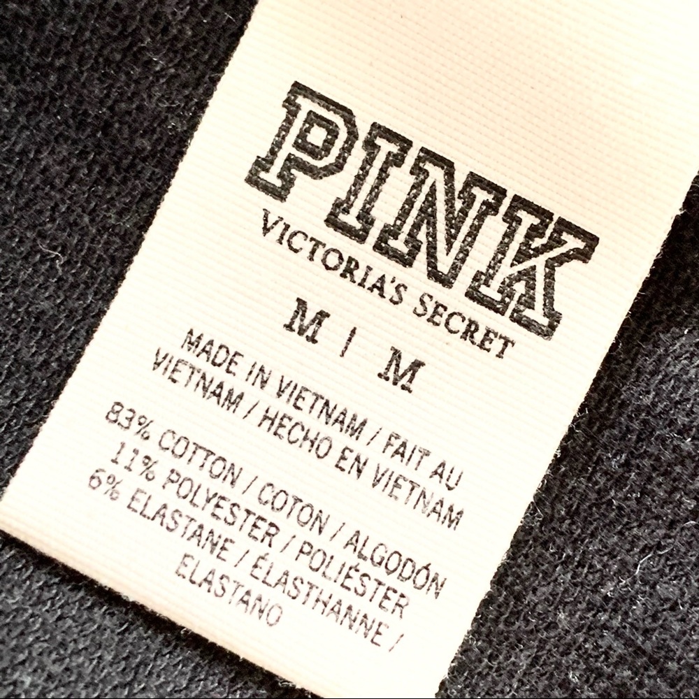 🌸Pink VS🌸 Black White Track Pants Jogger Sz Medium Drawstring - Picture 5 of 8